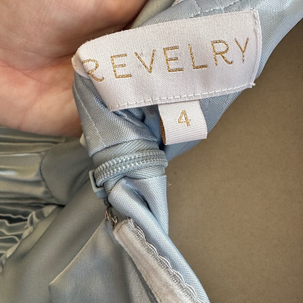 Revelry Saylor Satin Pleated Dress in Sky Blue (738) - Picture 4 of 4